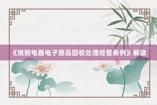 《烧毁电器电子居品回收处理经管条例》解读